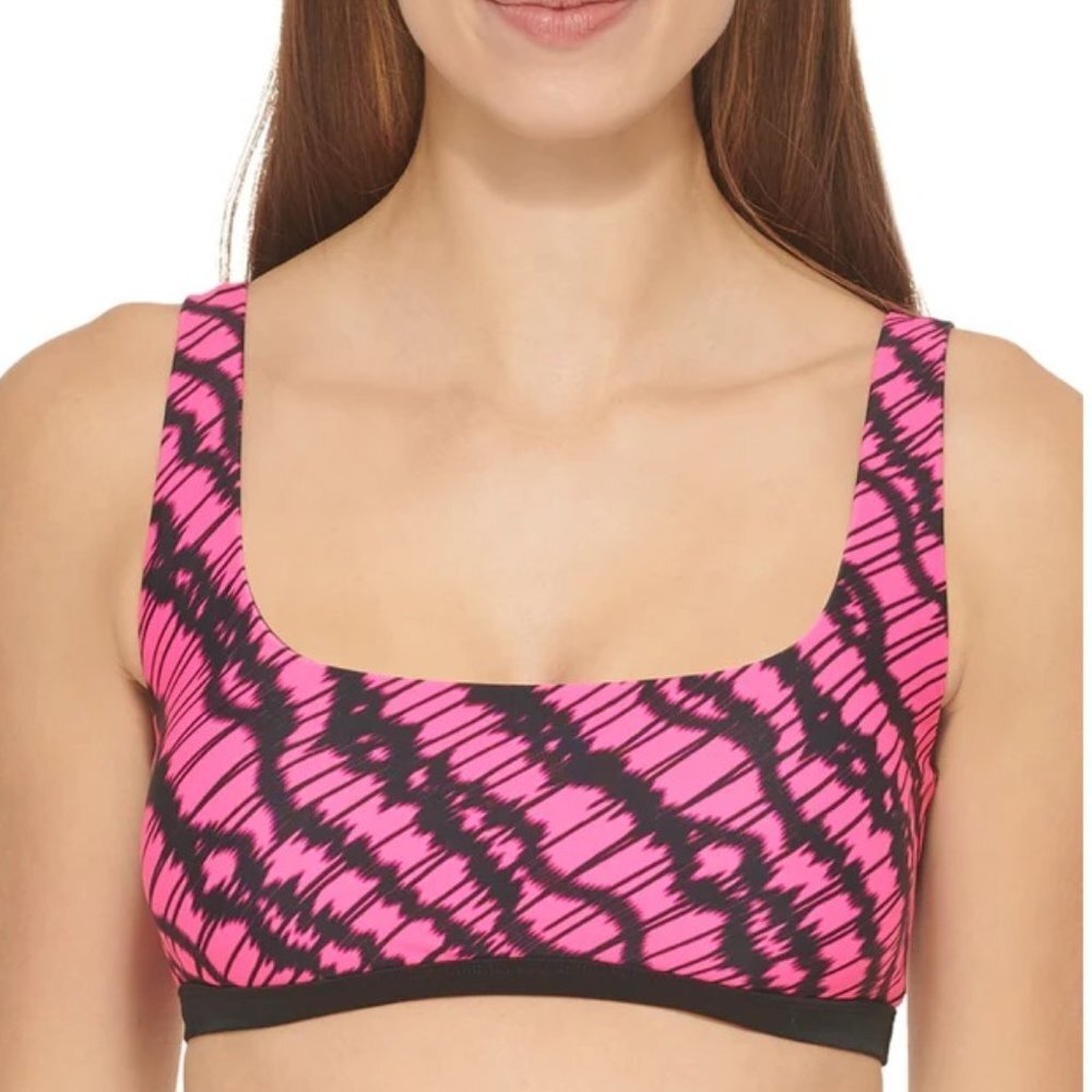DKNY  Printed Square Neck Bikini Top Size Large